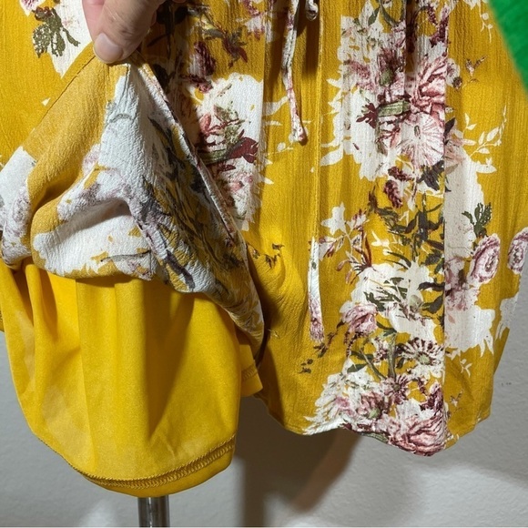 Chic Soul Mustard Floral Romper 2X (16-18) Plus Size Boho Festival - Picture 9 of 16